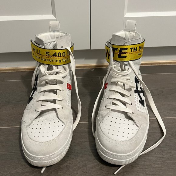OFF-WHITE High-Top Sneakers "White" Size 10.5 - Picture 1 of 4